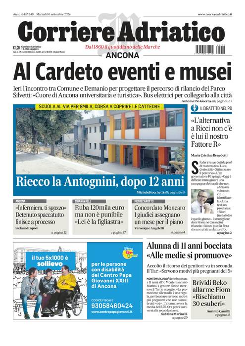 Prima-pagina-corriere adriatico-edizione-di-oggi-Array